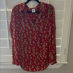 CAbi Red and Yellow Floral Blouse